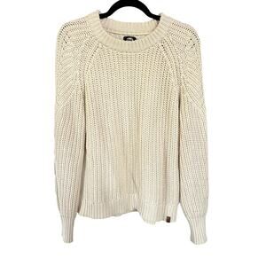 Roots Chunky Knit Oversized Cream Sweater Crewneck Thick Warm Winter Classic XS